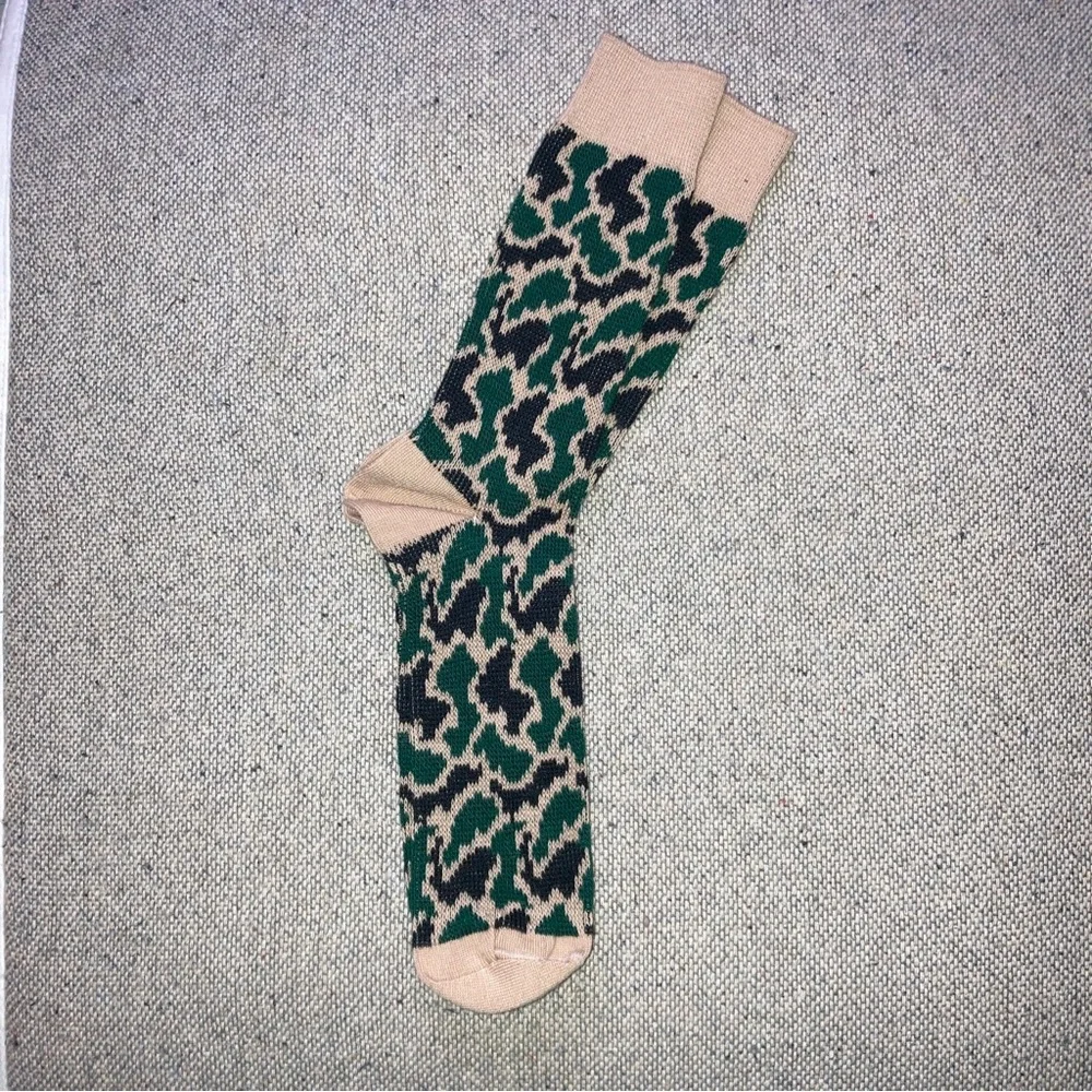 Vintage Hanes Duck Camouflage Camo Green Beige Men's Crew Socks 10-13 New